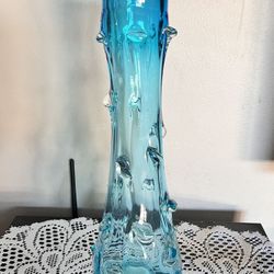 Teal Turquoise Blue Art Glass Vase