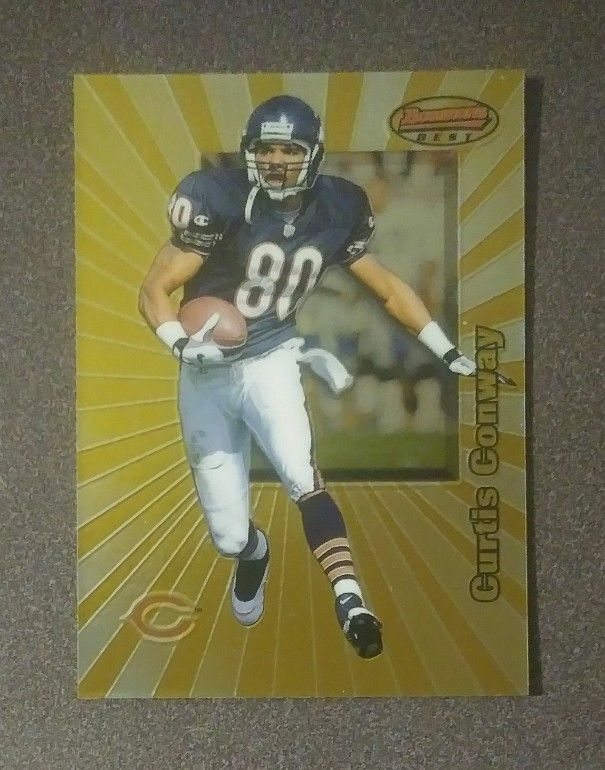 1998 Bowman's Best Curtis Conway #77 Chicago Bears Wide Receiver Gold Looking Topps Football Vintage Collectible Card NFL