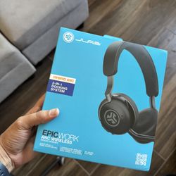 JLab Epic Work Wireless Headset with Microphone, Smart Active Noise Cancellation, Charging Hub, 90+ Playtime, Quick Mute, Bluetooth Headphones, Multip