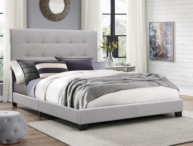 Brand New Queen Size Grey Linen Tuffed Bed Frame With New Mattress/