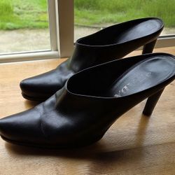 PRADA BLACK MULE HEELS SIZE 39 GOOD CONDITION 