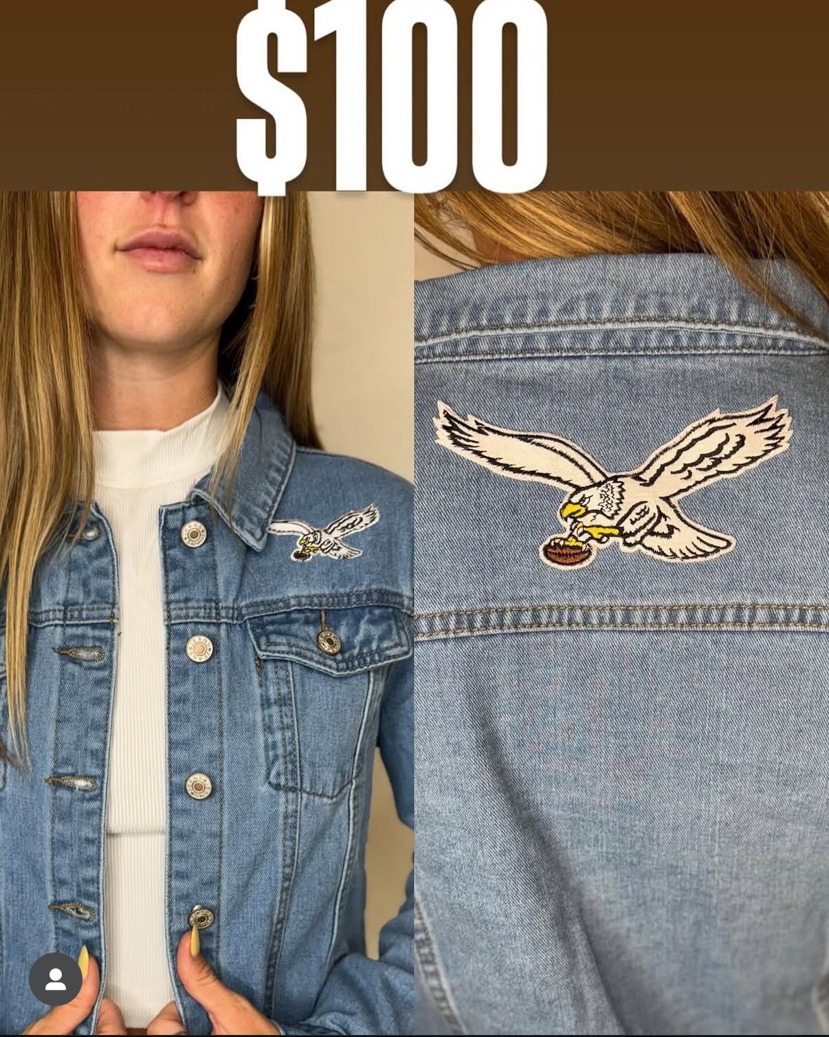 Philadelphia Eagles Women’s Custom-Made Denim Jacket