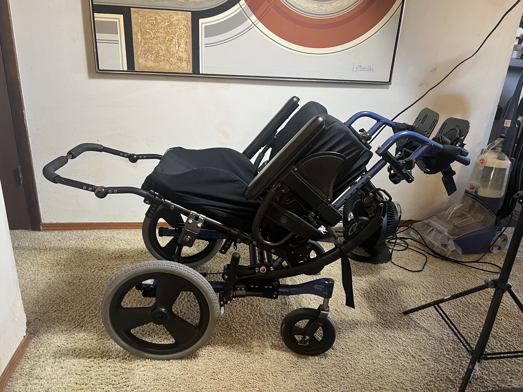 Quickie Iris Manual Tilt Rehab wheelchair With Fitted Invacare Gel Padding