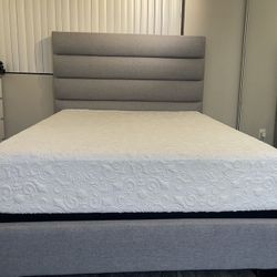 Gray Queen Bed Frame  With Box Springs 