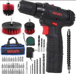 Cordless Drill/Driver Kit, 48pcs Drill Set Lithium-Ion Battery Brushes Tape Measure - 12V Max Drill 280 In-lb Torque, 18+1 Metal Clutch, 3/8" Keyless