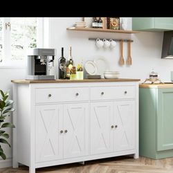 Homfa 4-doors 2-drawers Storage Cabinet Wood Sideboard 