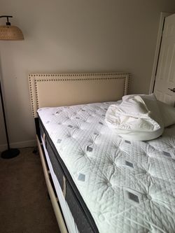 Upholstered Headboard and Queen Size Mattress and Headboard