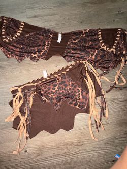 Leopard Print Costume Two-Piece Set