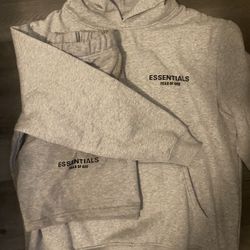 Grey Essentials Fear Of God Hoodie And Shorts Set