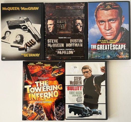 5 Steve McQueen Movies DVD (The Towering Inferno, Bullitt, The Great Escape, Papillon, The Getaway)