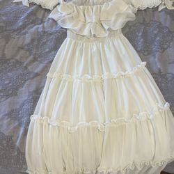 Lulus Off The Shoulder Cream Maxi Dress Size Small