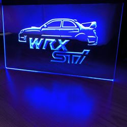 SUBARU WRX STI LED NEON BLUE LIGHT SIGN 8x12