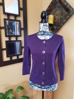 PHILOSOPHY PLUM 3/4 SLEEVE CARDIGAN