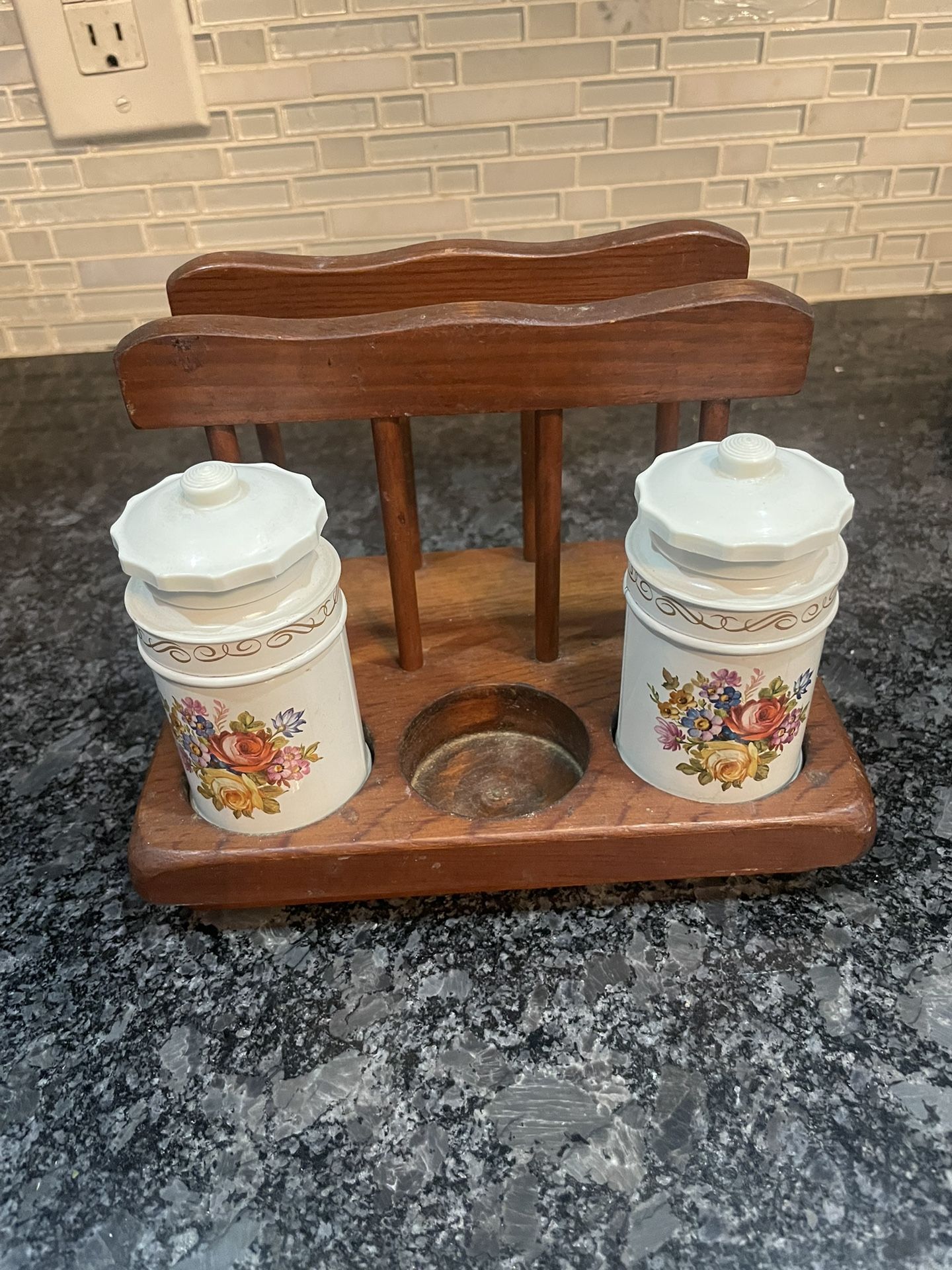 Vintage Mid Century Genuine Teak Wood Spindle Napkin Holder Mail Holder Spices
