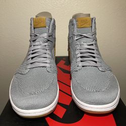 Nike Jordan 1 Flyknit Wolf Grey Sz 10.5