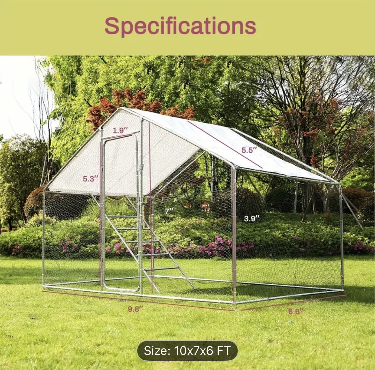 New Chicken Run/cage With Cover And Perch