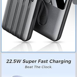 Power Bank, 15000mAh Portable Charger with Built in Cable, 22.5W Fast Charging, 6 Outputs, Slim Travel Essential Battery Pack with LED Display, Compat