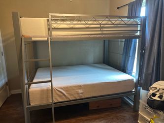 Full over full strong metal bunk bed with 2 full mattress es