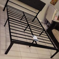 New Dark Gray Queen metal and fabric Bedframe