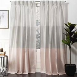 Set Of 96” Drapes Grommet Panels Pink Grey