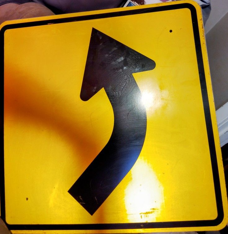 Metal Curved Road Ahead Street Sign 