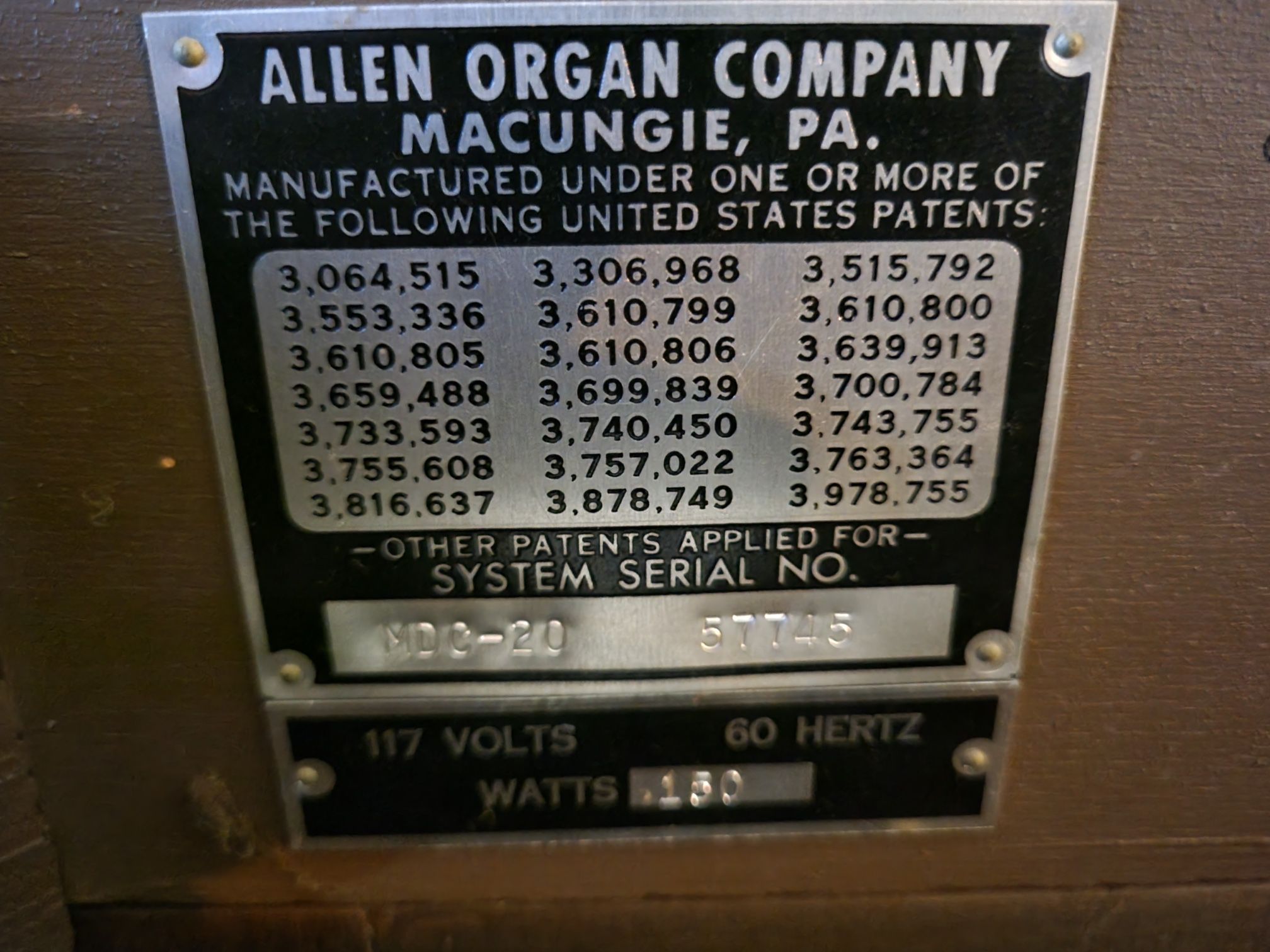 ALLEN ADC Classic 20 ORGAN
