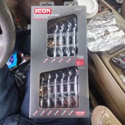 Icon 10 Piece Metric Stubby Ratchet Wrenches 