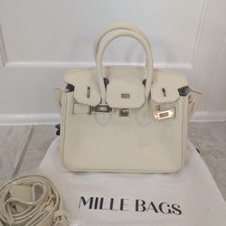 Leather Mini Satchel - Cream