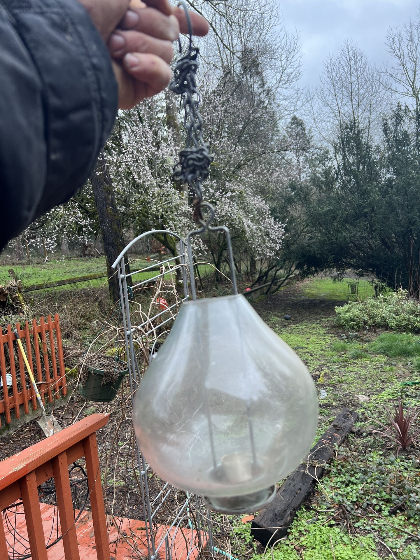 antique vintage  hanging glass candel lamp