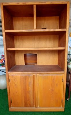 Vintage Solid Oak Bookcase & Media Center