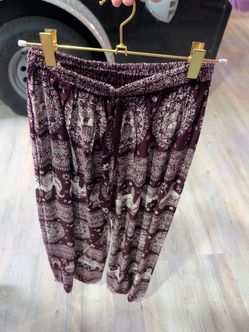Boho Elephant Print Elastic Waist Pants