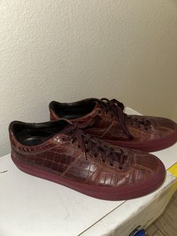 Jimmy Choo Maroon Croc Embossed Leather Shoes