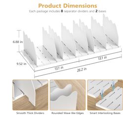 Ronlap Purse Storage Organizer for Closet, White Closet Bag Storage Dividers Rack Shelf Purse Dividers for Closet Organization Handbag Separators Clos