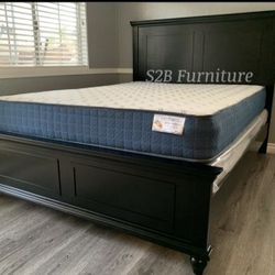 King Size Black Alina Bed W Ortho Mattress 