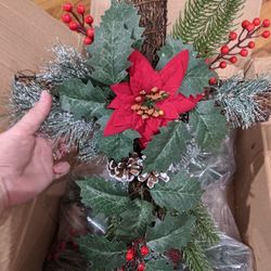 Wreath Set Of 2 With Solar Lights.
