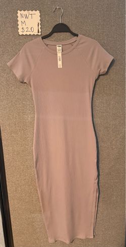 PINK Ribbed Midi Dress Size Medium