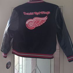 NHL Detroit Redwing Wood And Leather Reversible Kids Jackets 