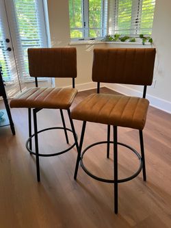 Set of 2 26” Cognac Barstools