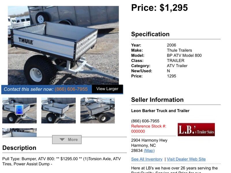 Thule (Honda)Atv dump trailer Used very little just around our yard Make offer