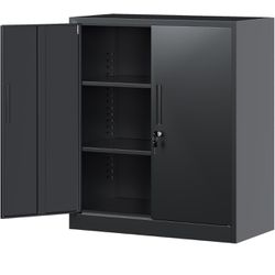 Brand New Metal Cabinets with Lock,Garage cabinets with 2 Doors and 2 Adjustable Shelves - 35.4" Steel Office Cabinet,Metal Storage Cabinet for Home O