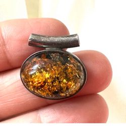 Sterling Silver Amber Pendant 