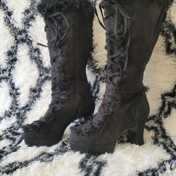 Black Platform Boots, Ladies Size 10