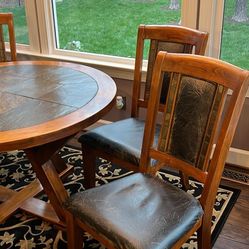 50" Round Stone Top Table + 4 Chairs 