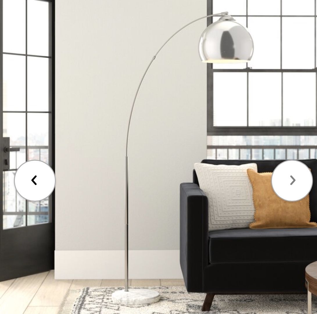 Lamp 67” arched floor silver and white