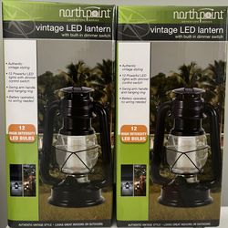 (2) LED Vintage Lanterns 