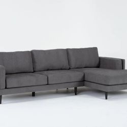 Aries Smoke Grey Fabric Modern Modular 117" 2 Piece Sectional