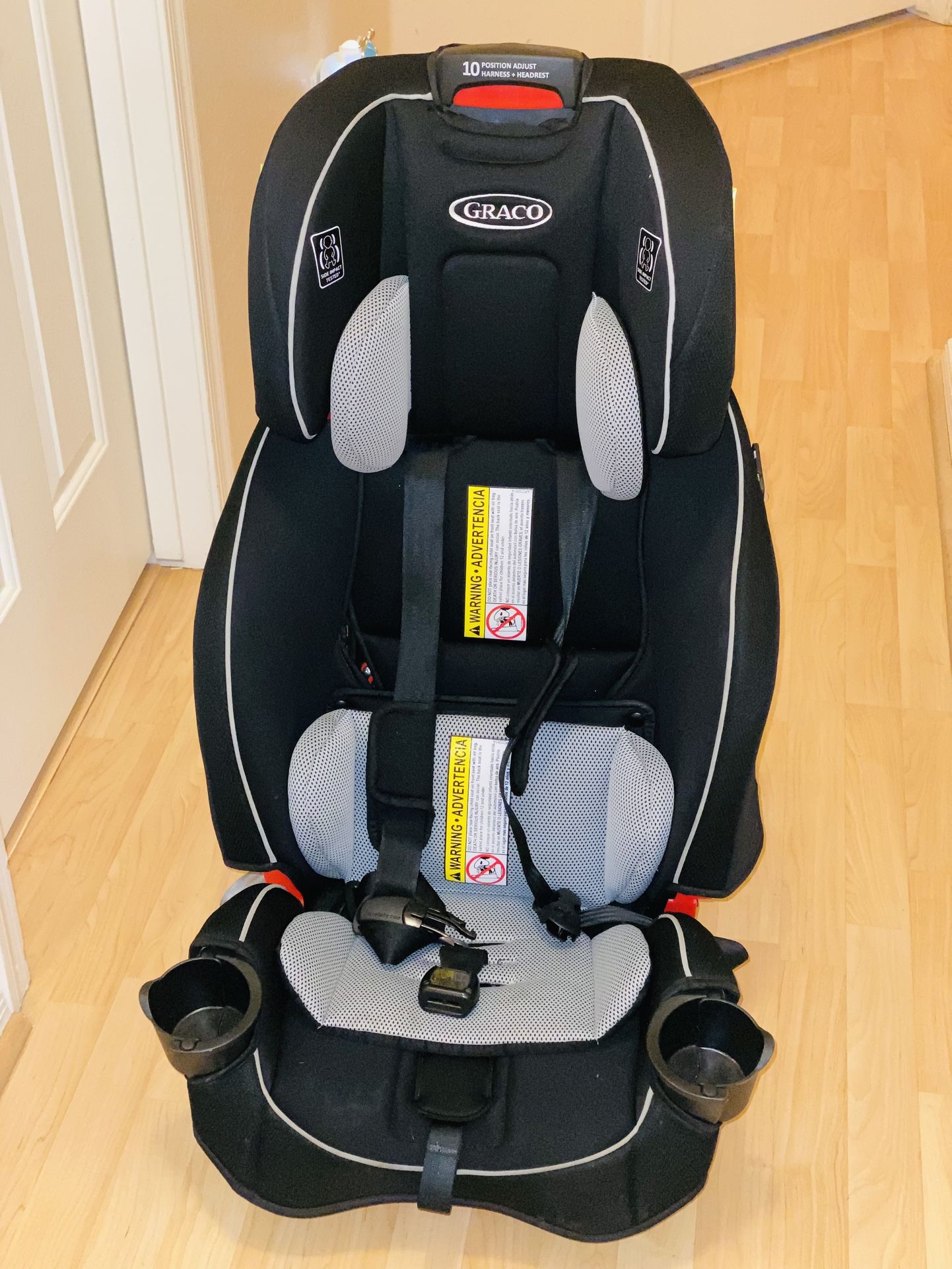 Graco SlimFit 3-in-1 Convertible Car Seat, Ultra-Space-Saving Design, Darcie, Rear and Forward-Facing, Highback Booster Seat with 10-Position Headrest