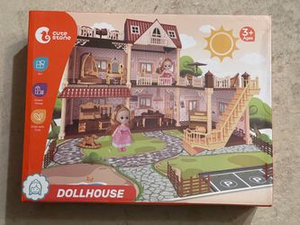 5 Rooms Dollhouse with 2 Dolls and Colorful Light (Brand New)