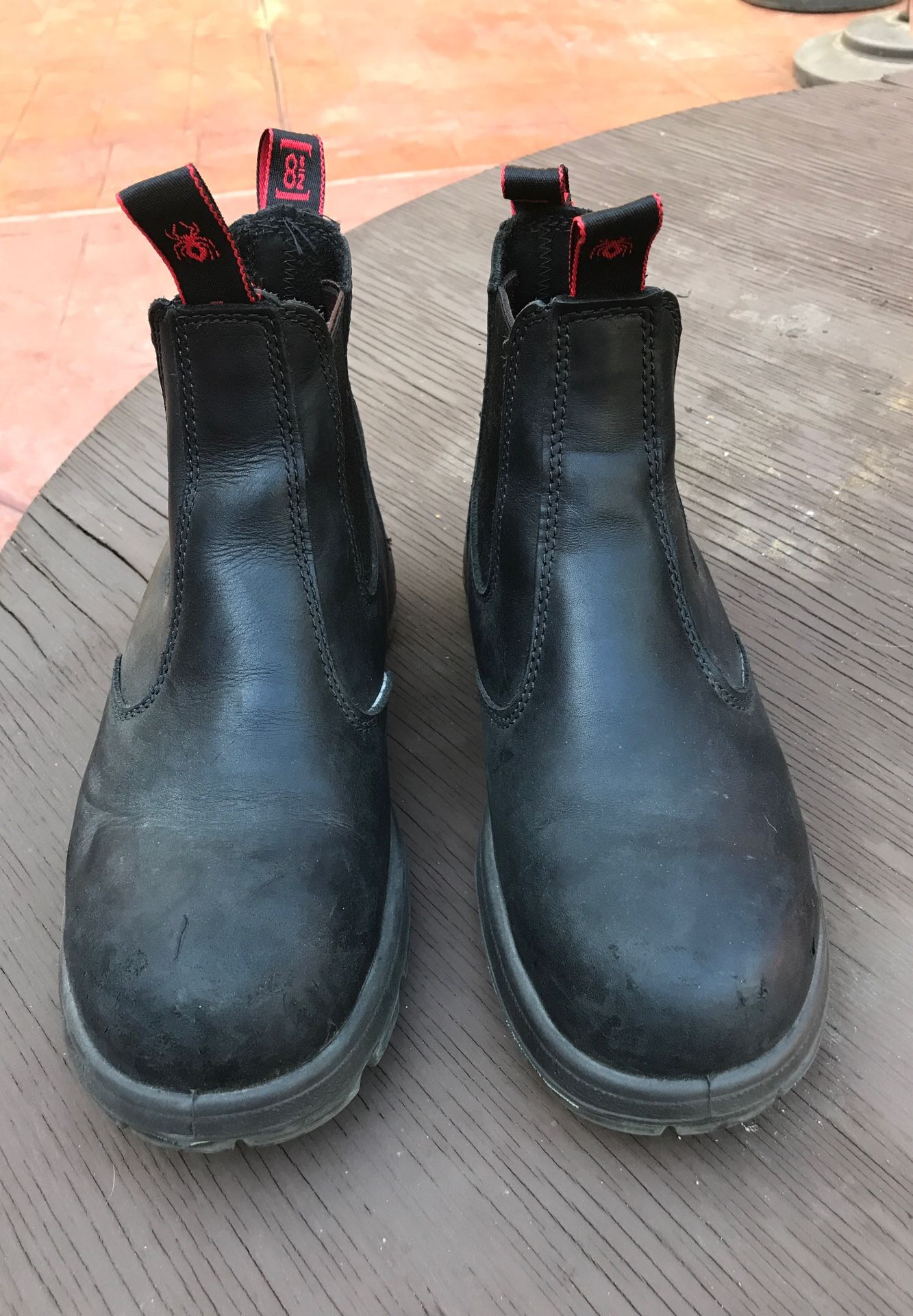 Red back work boots