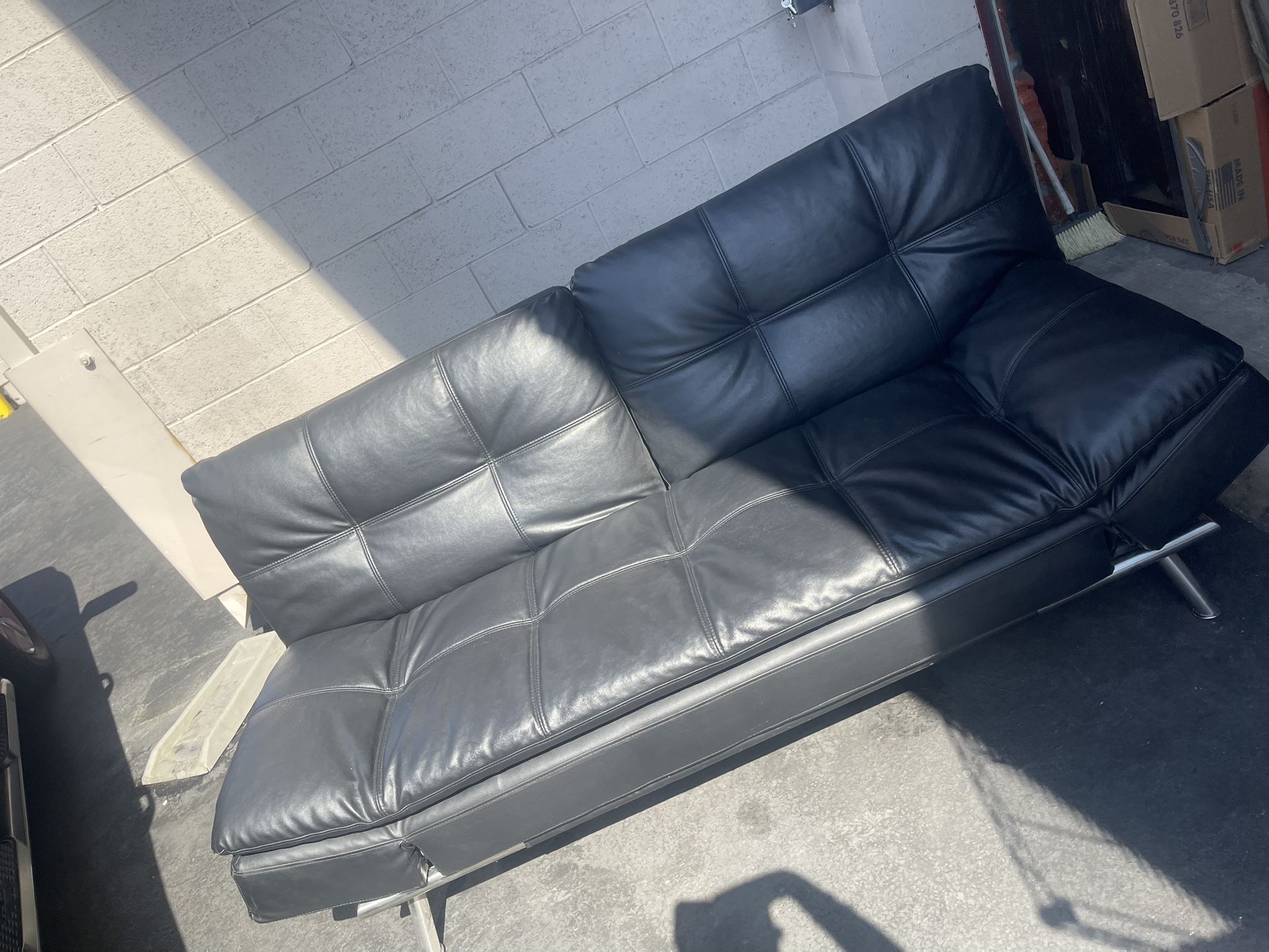 Black Leather Futon Couch/bed